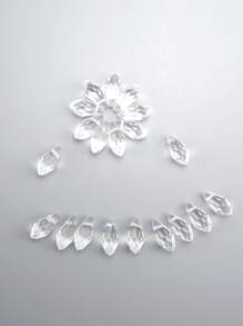 20 颗半透明双锥水晶玻璃珠，带水平孔，非常适合制作耳环、项链、发饰 DIY - 無色 - 查看 1