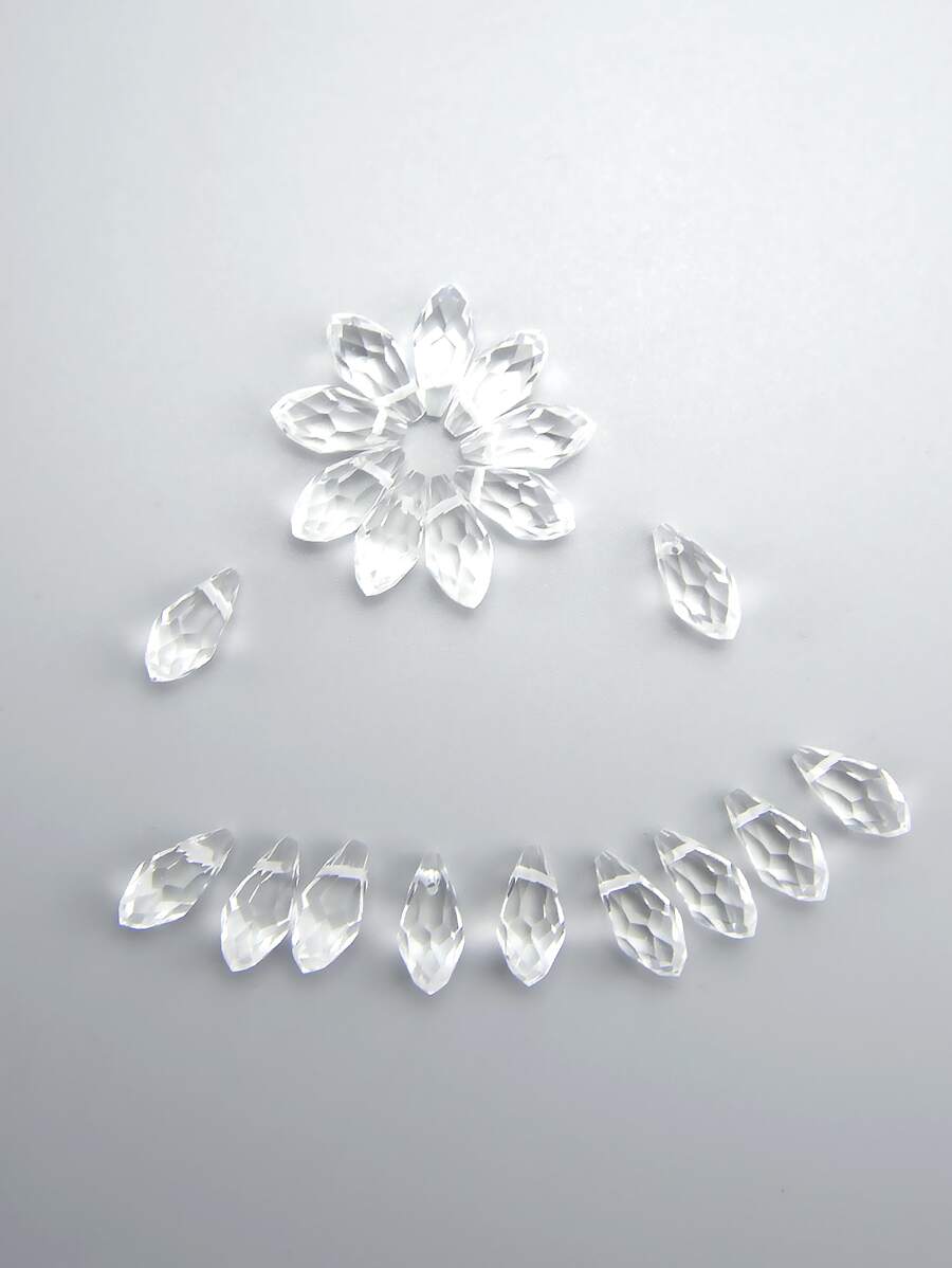 20 颗半透明双锥水晶玻璃珠，带水平孔，非常适合制作耳环、项链、发饰 DIY - 無色 - 查看 1