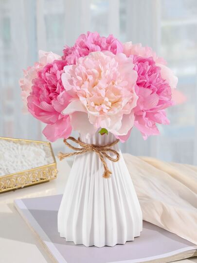 1/2 Pcs Artificial Flower Vase, Ceramic Appearance Plastic Height 6.9 Inches, Unbreakable Home ation Inserted Fake Vase Cannot Hold Water, Moderne ative ation, Living Room, Table, Office, Centerpiece Room Glass view 4