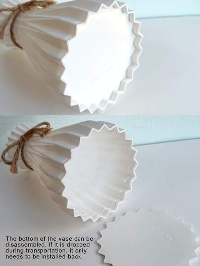 1/2 Pcs Artificial Flower Vase, Ceramic Appearance Plastic Height 6.9 Inches, Unbreakable Home ation Inserted Fake Vase Cannot Hold Water, Moderne ative ation, Living Room, Table, Office, Centerpiece Room Glass view 5