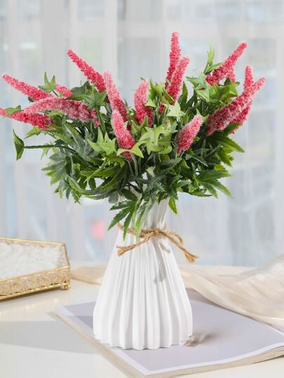 1/2 Pcs Artificial Flower Vase, Ceramic Appearance Plastic Height 6.9 Inches, Unbreakable Home ation Inserted Fake Vase Cannot Hold Water, Moderne ative ation, Living Room, Table, Office, Centerpiece Room Glass view 6