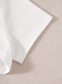 SHEIN EZwear 大碼素色側抽繩吊帶連衣裙和超短款T恤 - 黑與白 - 查看 3