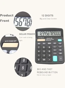 1pc Plastic Electronic Calculator - Black - View 5