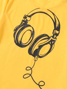 SHEIN Leap Crew 青少年男孩耳機印花t恤和束腰長褲 - 彩色 - 查看 3