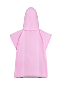 Young Girl Cartoon Graphic Hooded Cover Up - Baby Pink - View 2