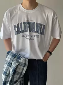 DAZY Men Cotton Letter Graphic Tee - White - View 1