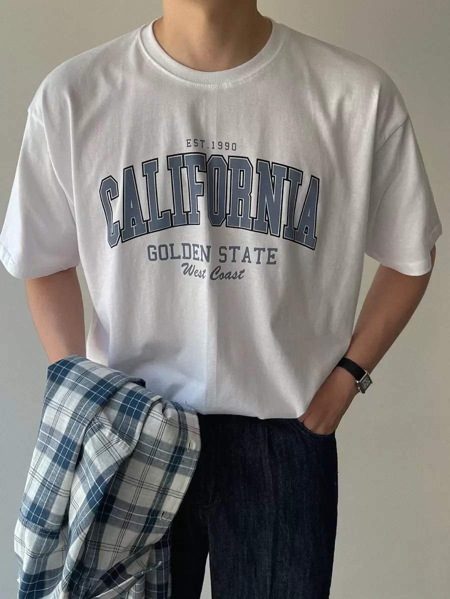 DAZY Men Cotton Letter Graphic Tee - White - View 1