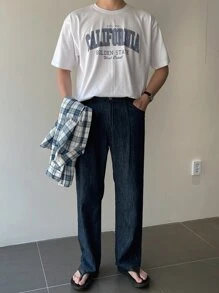 DAZY Men Cotton Letter Graphic Tee - White - View 4