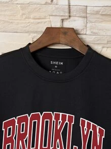 Manfinity Dauomo Tops Nam Lá thư Giải trí - màu đen - Xem 3