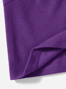 Muchica Áo hai dây Hội Chữ thập Gân đan màu trơn Giải trí - Màu tím  Violet - Xem 5