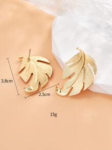 Hoa tai đinh tán thiết kế hình lá - Vàng - Xem 3