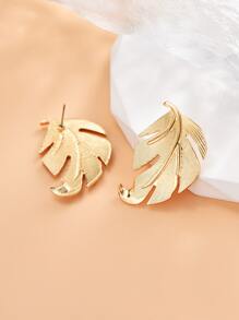 Hoa tai đinh tán thiết kế hình lá - Vàng - Xem 4