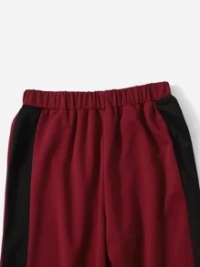SHEIN Boys Patch Detail Hoodie & Joggers Set - Burgundy - View 3