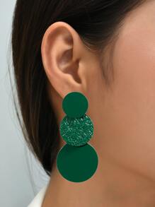 Bông tai thả trang trí tròn - Màu xanh lá cây đậm - Xem 1