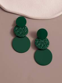 Bông tai thả trang trí tròn - Màu xanh lá cây đậm - Xem 3