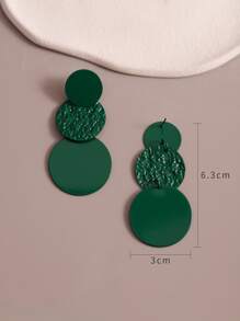 Bông tai thả trang trí tròn - Màu xanh lá cây đậm - Xem 4