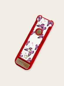 Butterfly Print Push Pull Phone Holder - Red - View 2