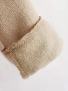 SHEIN Young Boy Minimalist Collar Design Round Neck Long Sleeve Casual Daily Wear, Suitable For Autumn And Winter Seasons - Khaki - View 4