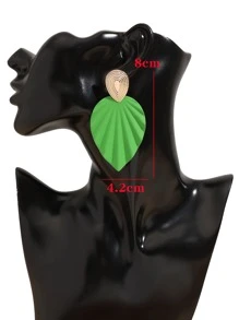 Bông tai thả hai tông màu - màu xanh lá - Xem 3