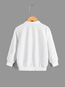 SHEIN Áo nỉ bé trai Dây kéo màu trơn Giải trí - trắng - Xem 2