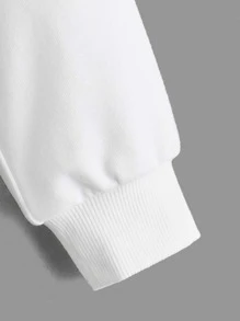 SHEIN Áo nỉ bé trai Dây kéo màu trơn Giải trí - trắng - Xem 3