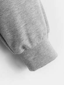 SHEIN Young Boys Solid Kangaroo Pocket Sweatshirt - Light Grey - View 3