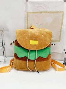 漢堡包設計水桶包書包，適合畢業生、青少年女孩、新生、大二、大三、大學、大學和高中，非常適合戶外、旅行和返校 - 彩色 - 查看 3