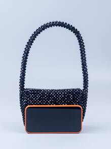 Mini Beaded Square Bag - Black - View 3