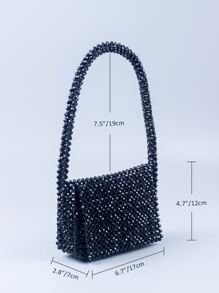 Mini Beaded Square Bag - Black - View 6