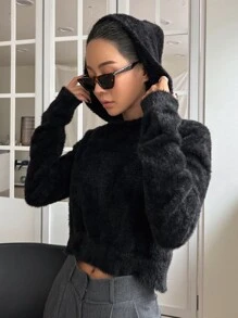 DAZY Áo len nữ màu trơn Giải trí - màu đen - Xem 1