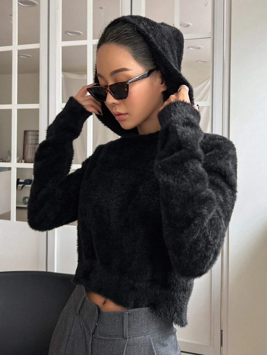 DAZY Áo len nữ màu trơn Giải trí - màu đen - Xem 1