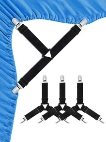 4pcs Bed Sheet Holder Straps, Fitted Sheet Straps - Black - View 1