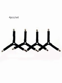 4pcs Bed Sheet Holder Straps, Fitted Sheet Straps - Black - View 4