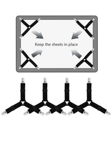 4pcs Bed Sheet Holder Straps, Fitted Sheet Straps - Black - View 5