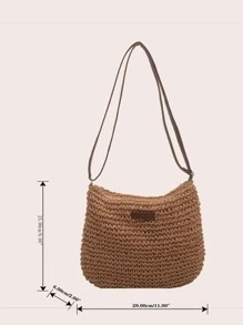 Minimalist Straw Bag,Perfect For Summer Beach Travel Vacation - Khaki - View 3