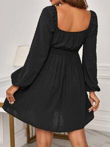 SHEIN 孕婦圓點打褶燈籠袖洋裝