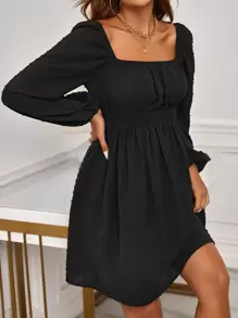 SHEIN 孕婦圓點打褶燈籠袖洋裝