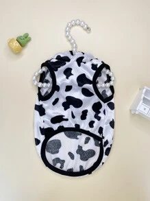 Cow Print Pet Tank - Black and White - View 2