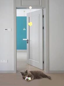 1 Pièce Jouet Pour Chat Avec Plumes De Dinde Et Corde Élastique Pour Jeu Interactif Sur La Porte