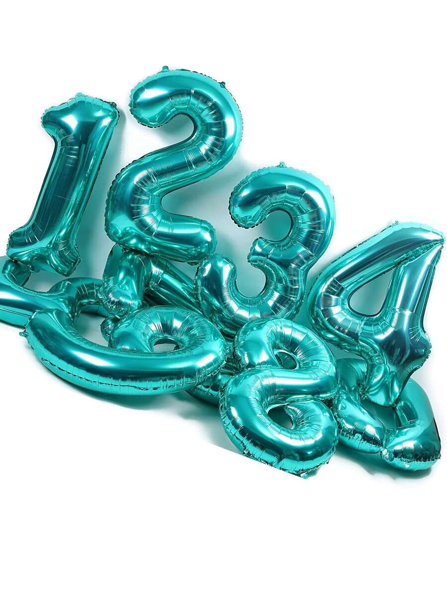 1pc Number Shaped Balloon - Mint Blue - View 1
