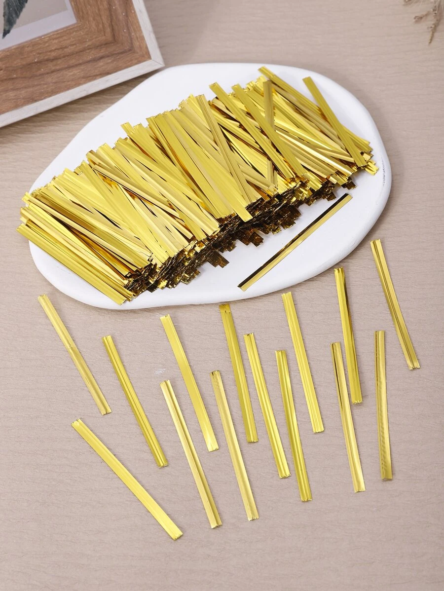 800pcs ABS Gift Wrapping Twist Tie, Gold Sealing Tie For Packaging Bag - Gold - View 1