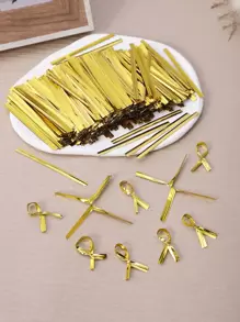 800pcs ABS Gift Wrapping Twist Tie, Gold Sealing Tie For Packaging Bag - Gold - View 5