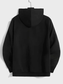 GENTILAND Men Cartoon Graphic Drawstring Hoodie - Black - View 2