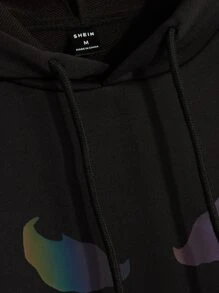 GENTILAND Men Cartoon Graphic Drawstring Hoodie - Black - View 4