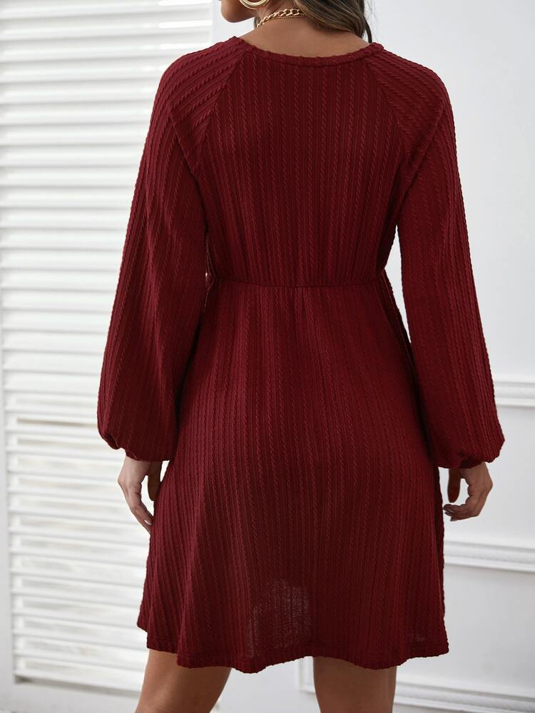 Maternity Cable Textured Lantern Sleeve Dress