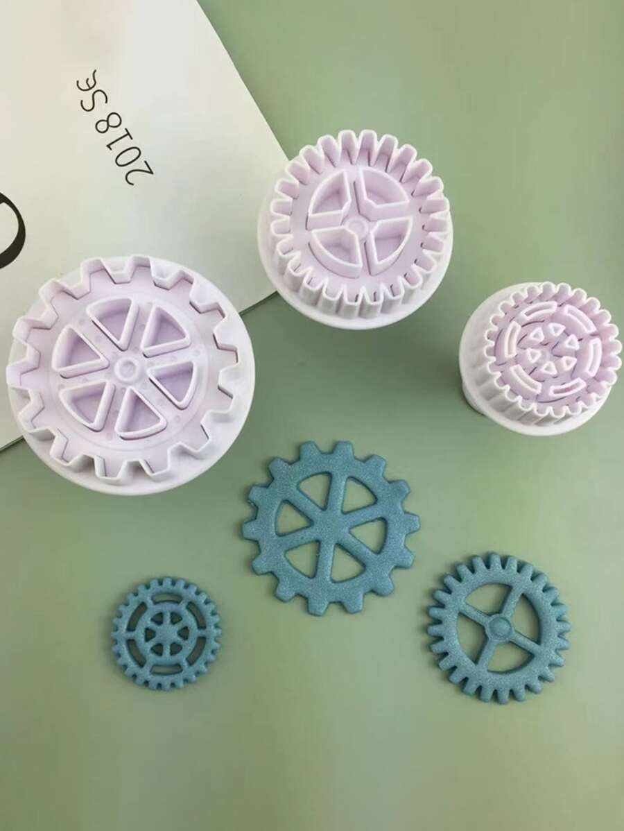 3 piezas Molde de galleta engranaje - Blanco - Ver 1