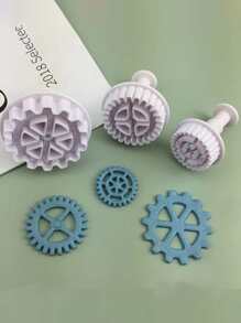 3 piezas Molde de galleta engranaje - Blanco - Ver 2
