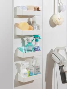 1pc Plain Wall Mounted Storage Rack, White Storage Box For Household