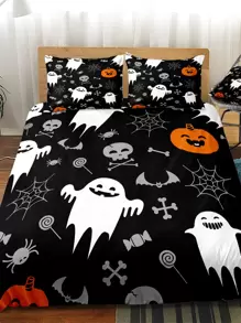 Set colcha sin relleno con patrón de Halloween - Multicolor - Ver 1