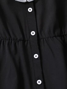 SHEIN Girls Contrast Mesh Flounce Sleeve Dress - Black and White - View 4